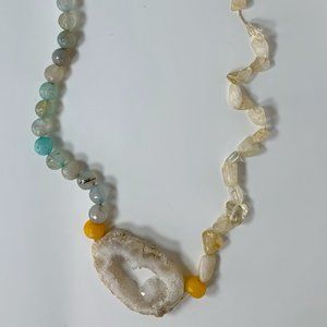 NWT Styled by Christa handmade agate, citrine, and geode necklace